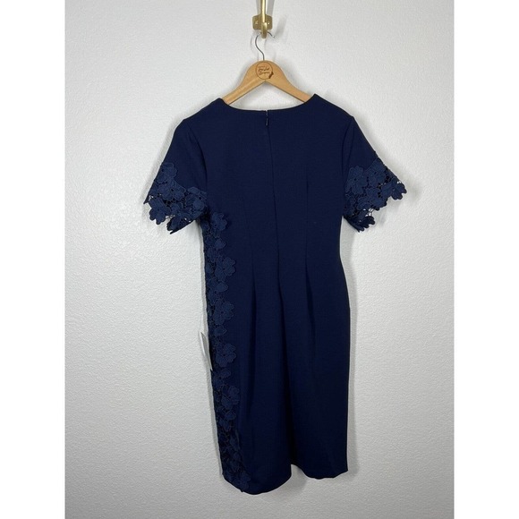 Spense Lace Detail Sheath Dress Size 4 Deep Denim Navy - Picture 4 of 5